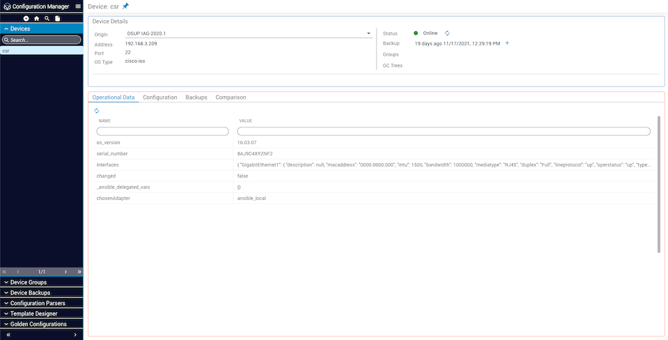 Device Operational Data